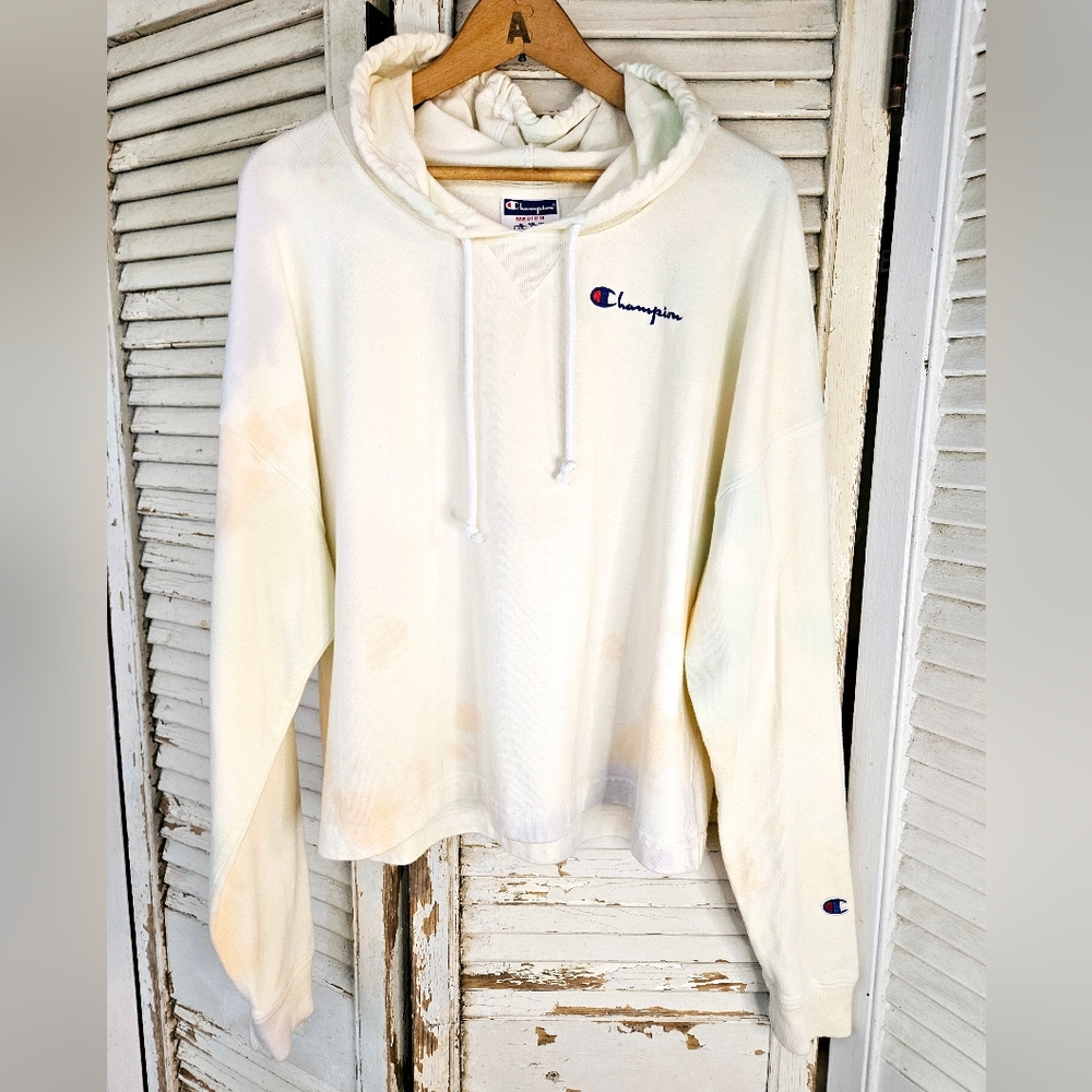 Champion 100% Cotton Pastel Tie Dye Cropped Hoodie Medium